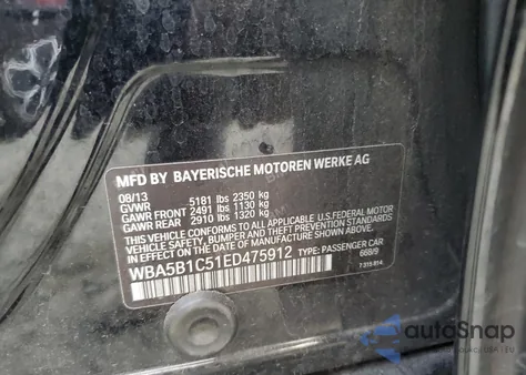 2014 BMW 535 I from USA, damaged, VIN WBA5B1C51ED475912